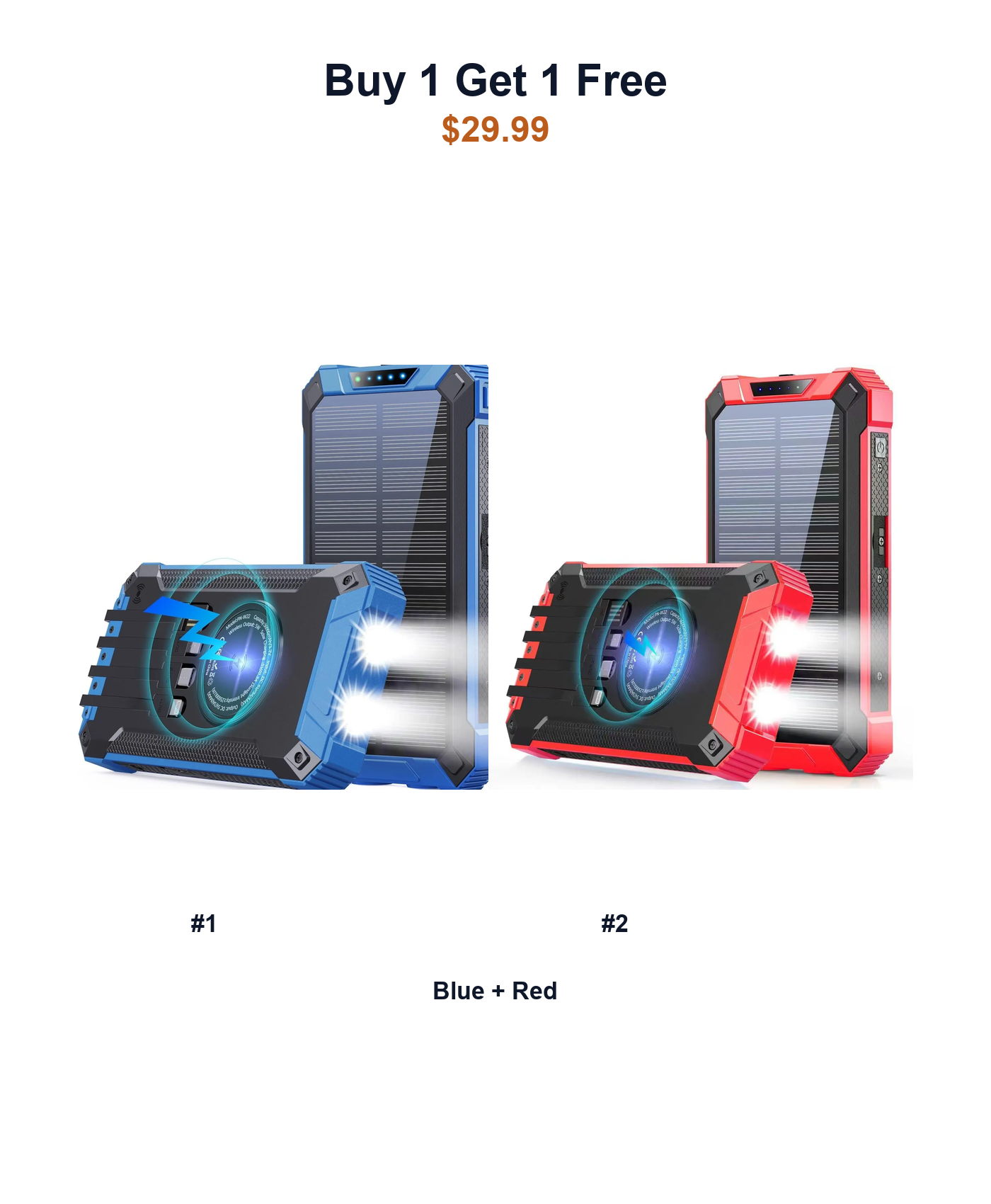 Buy 1 Get 1 Free W22 solar power banks Blue and Red