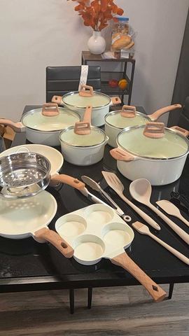Customer photo for 25-Piece Ceramic Granite Cookware Set