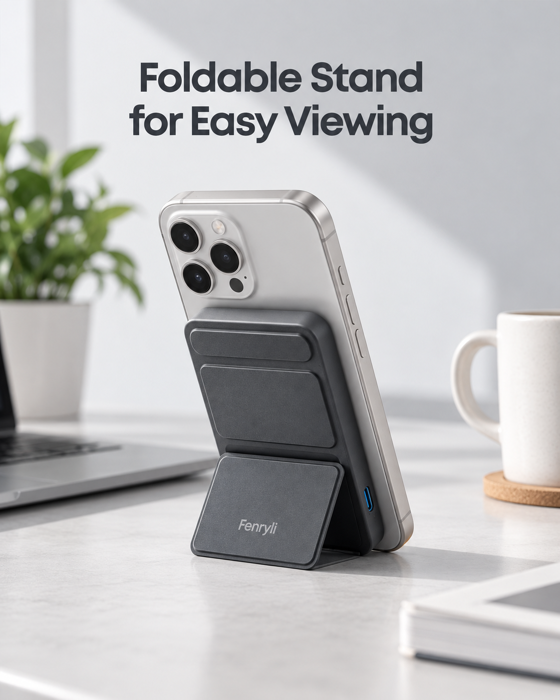 magnetic power bank back stand with Fenryli mark
