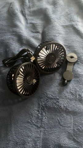 Customer photo for BOGO Dual-Head Car Fan with Desktop Base