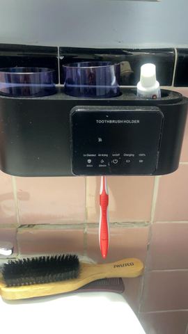 Customer photo for Wall Mounted Toothbrush Holder Sterilizer BOGO Bundle