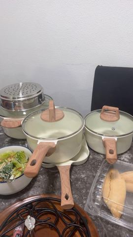 Customer photo for 25-Piece Ceramic Granite Cookware Set