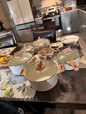 Customer photo for 25-Piece Ceramic Granite Cookware Set