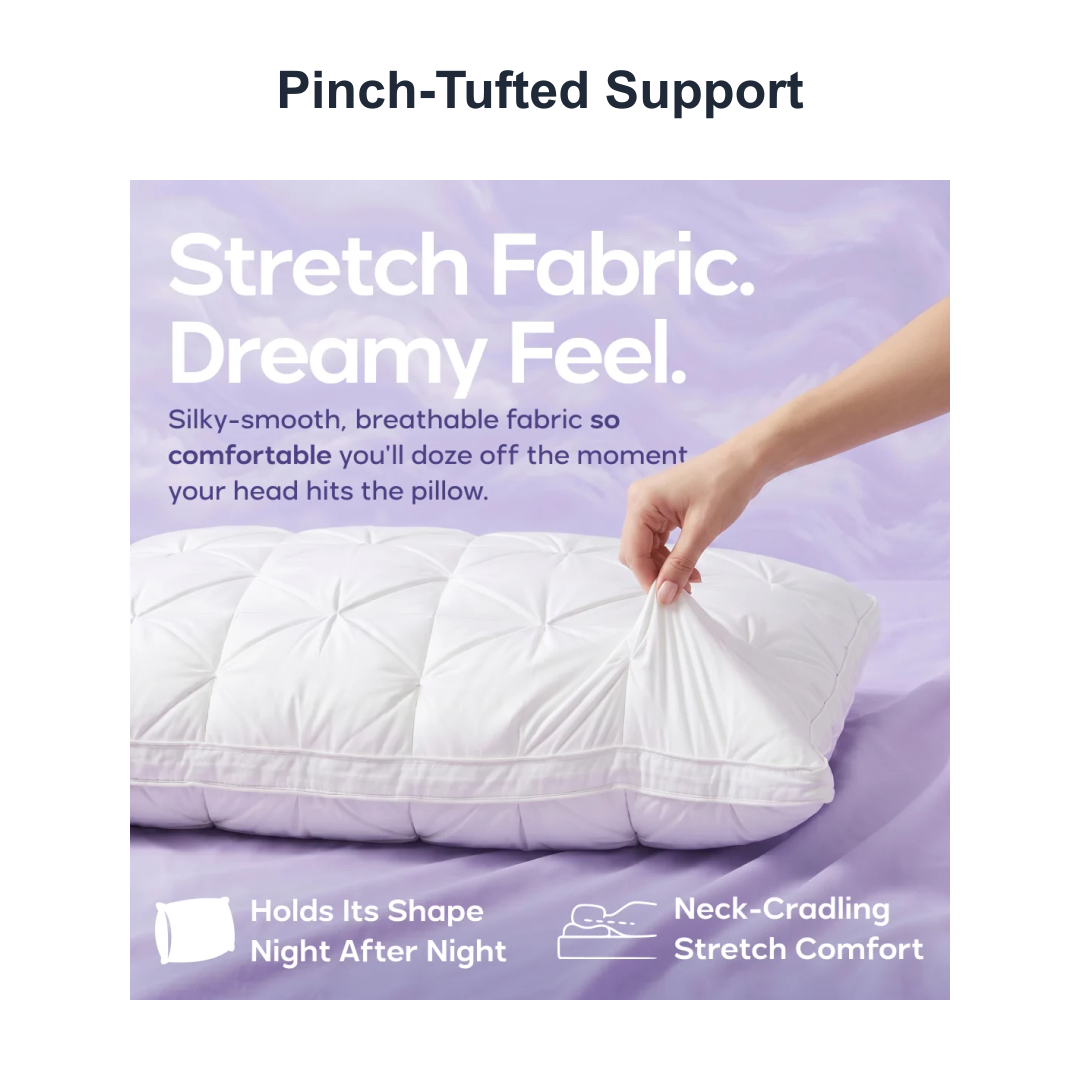 pinch tufted chamber pillow shape and support zones