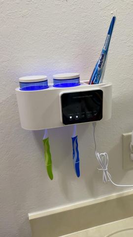 Customer photo for Wall Mounted Toothbrush Holder Sterilizer BOGO Bundle