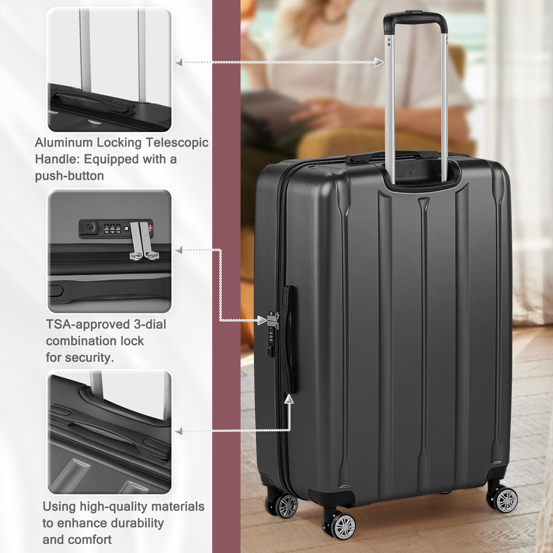 hardside luggage shell and telescoping handle closeup
