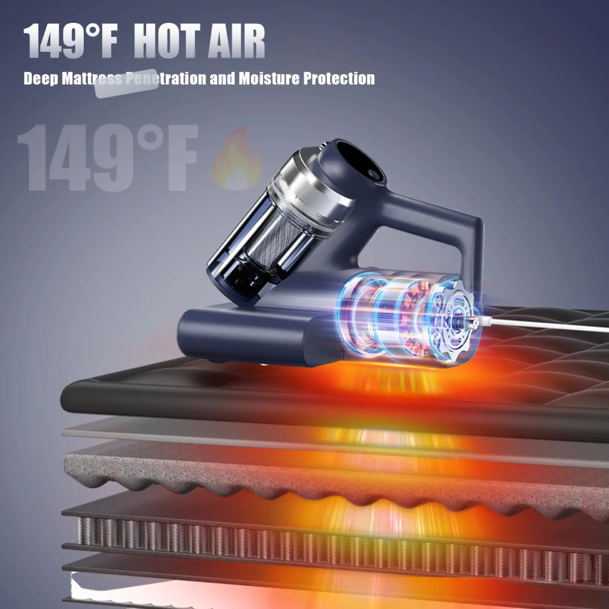 mattress vacuum 149 degree warm air feature for dry fabric