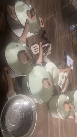 Customer photo for 25-Piece Ceramic Granite Cookware Set