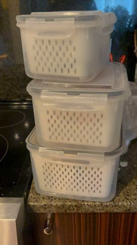 Customer photo for 5-Piece Fridge Organizer Containers - 2 Sets
