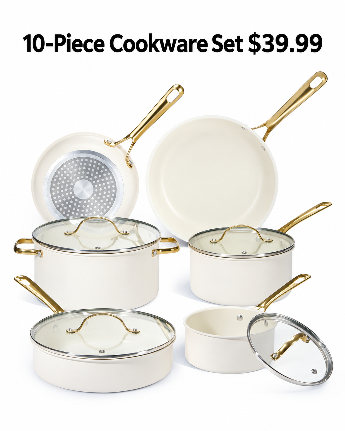 10 piece ceramic nonstick cookware set 39.99 USD