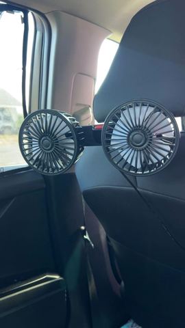 Customer photo for BOGO Dual-Head Car Fan with Desktop Base