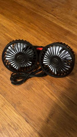 Customer photo for BOGO Dual-Head Car Fan with Desktop Base