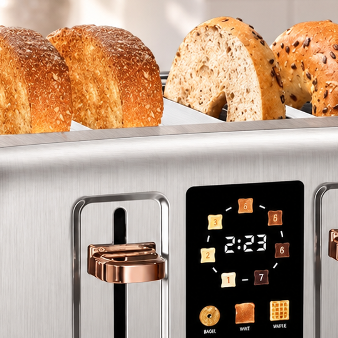 wide slot 4 slice toaster for bread and bagels
