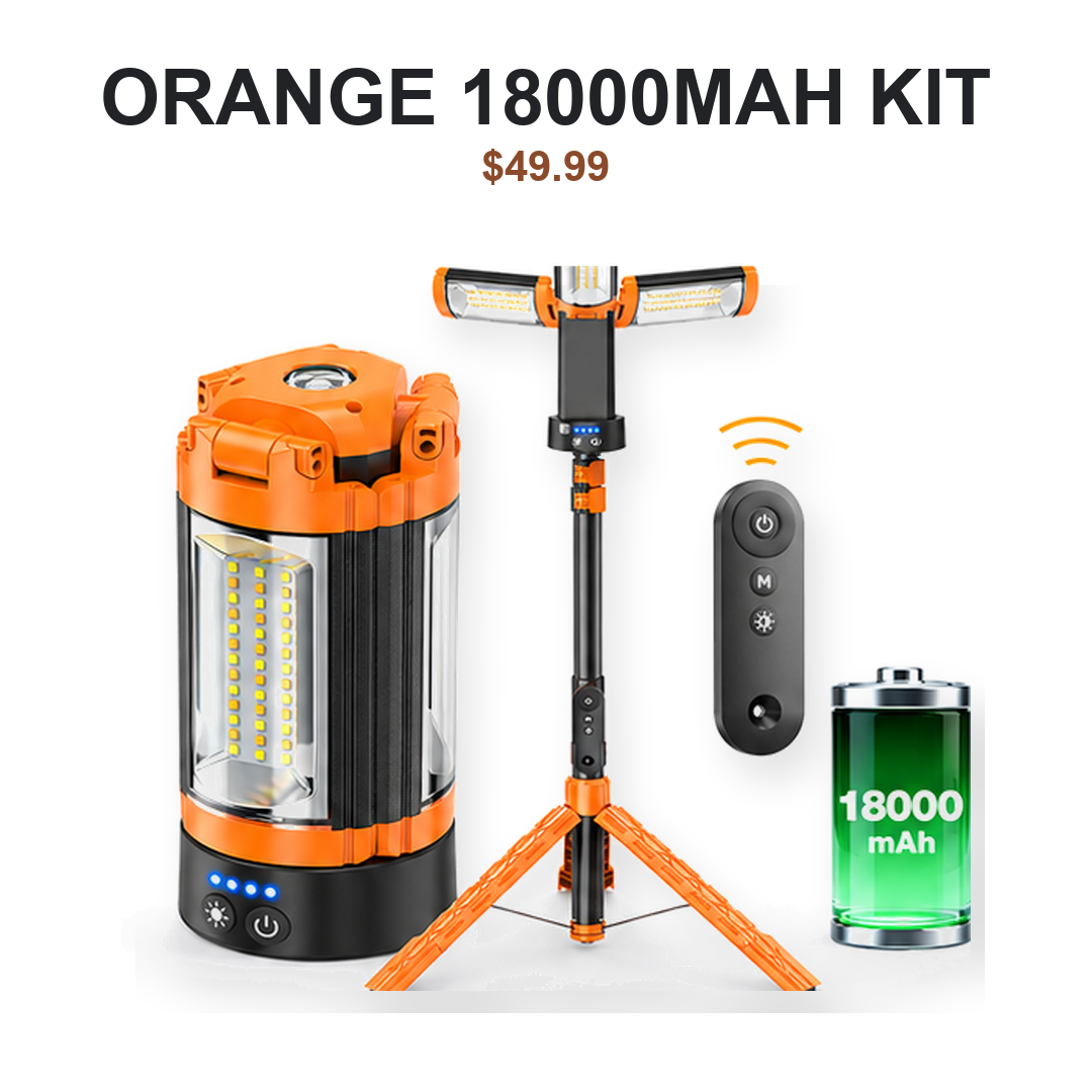 Orange camping lantern with 18000mAh + Remote