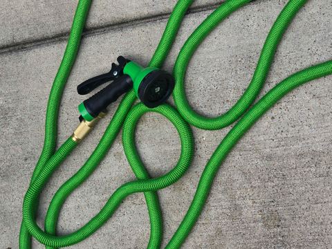 Customer photo for 100FT Heavy Duty Expandable Garden Water Hose 4-Pack