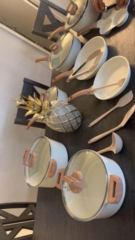 Customer photo for 25-Piece Ceramic Granite Cookware Set