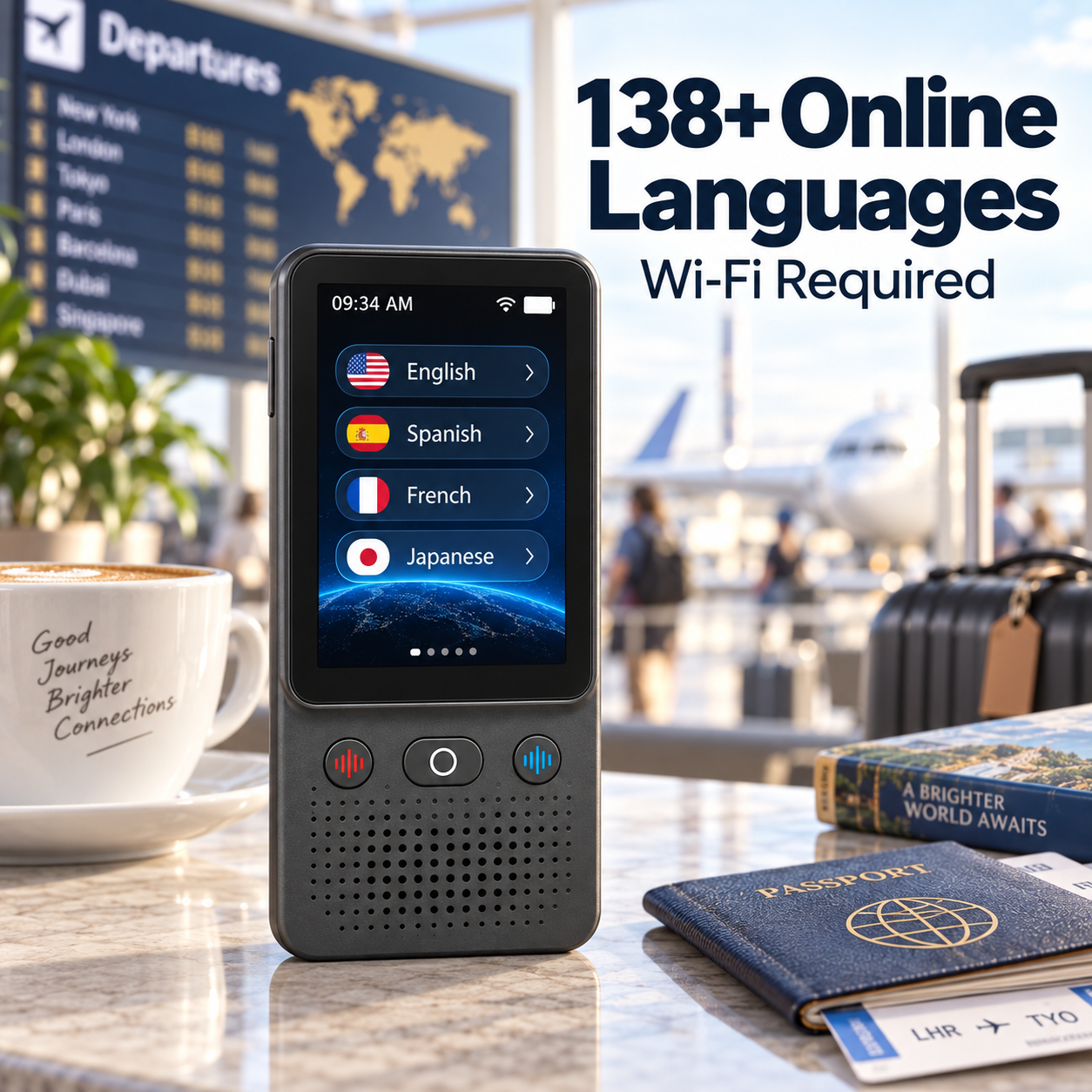 pocket translator supporting more than 138 online languages with Wi-Fi required