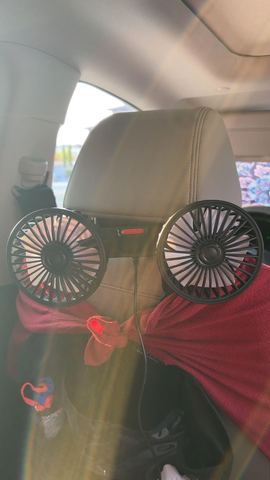 Customer photo for BOGO Dual-Head Car Fan with Desktop Base
