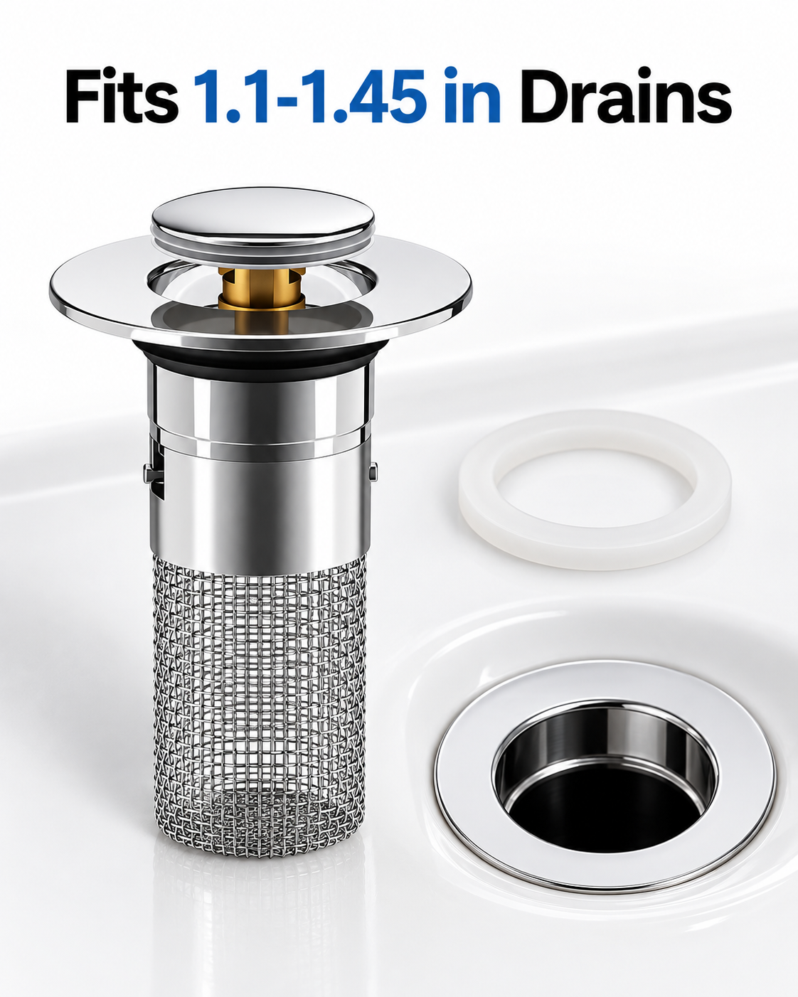 stainless sink stopper fits 1.1 to 1.45 inch drain openings