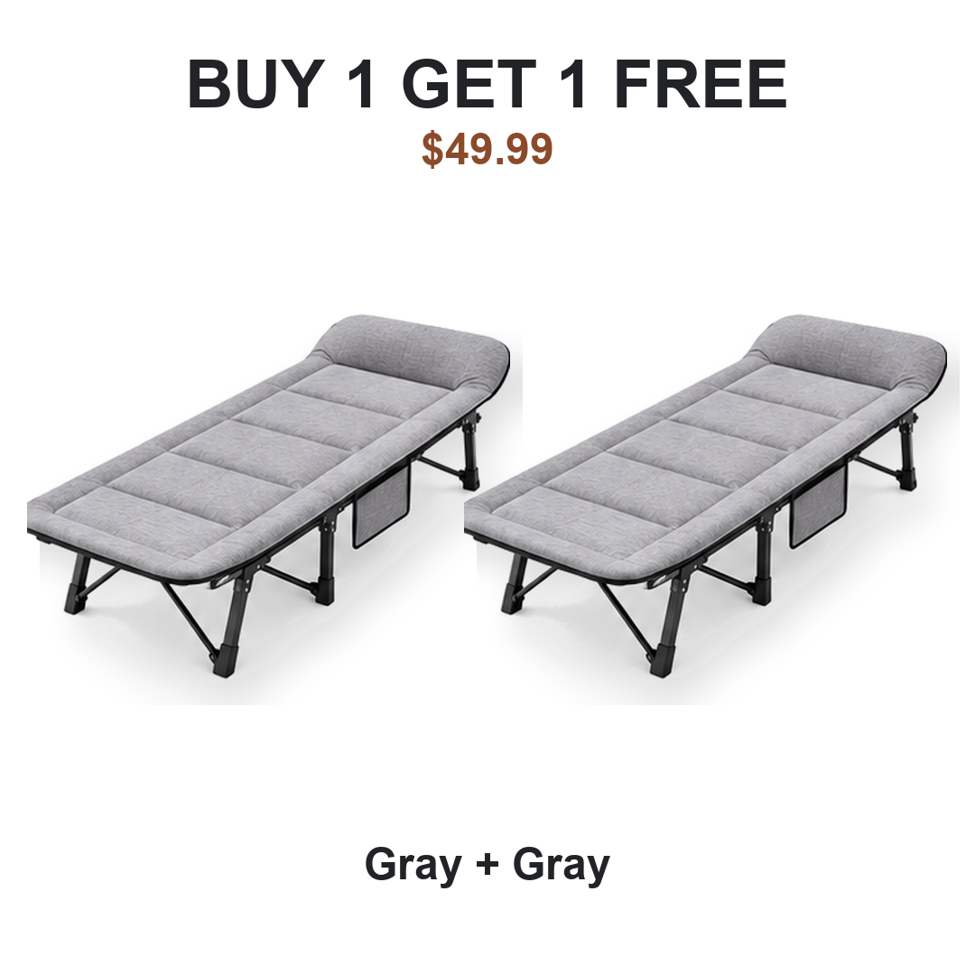 Buy one get one free camping cot pair: Cot #1 Gray, Cot #2 Gray