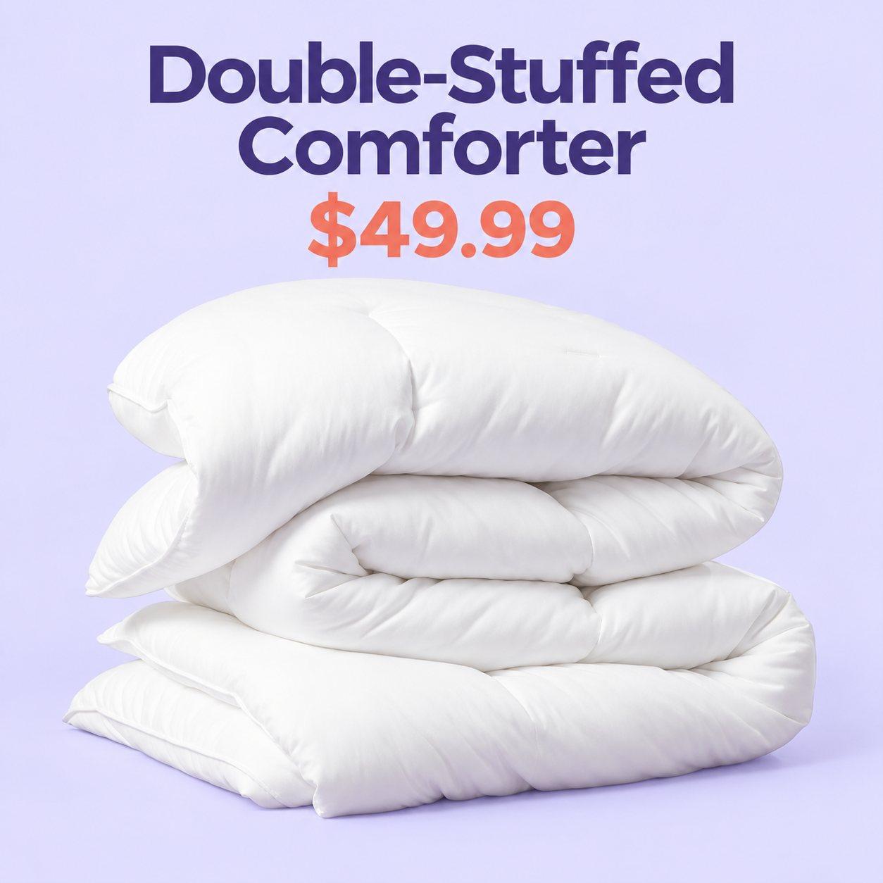 double stuffed white all season comforter for 49.99 USD