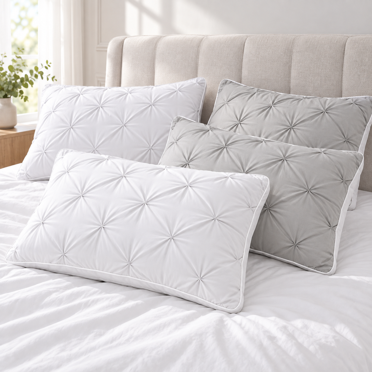 natural four cloud fluff pillow bundle scene