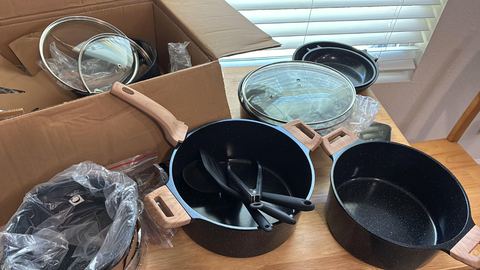 Customer photo for 25-Piece Ceramic Granite Cookware Set