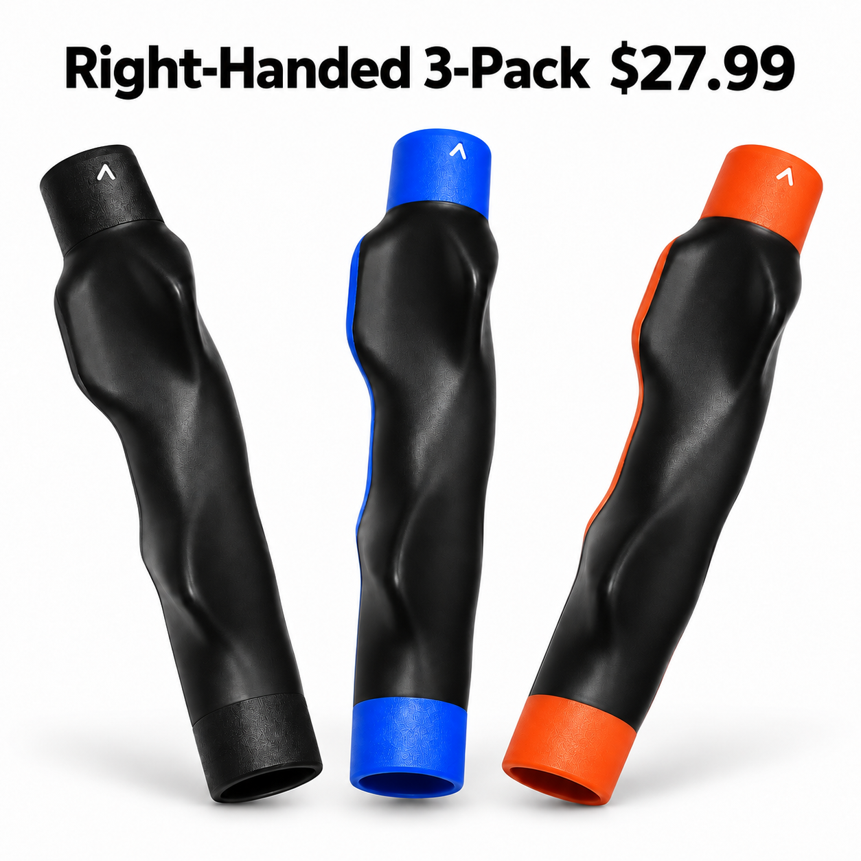 right handed three piece golf grip trainer bundle black blue and orange 27.99 USD