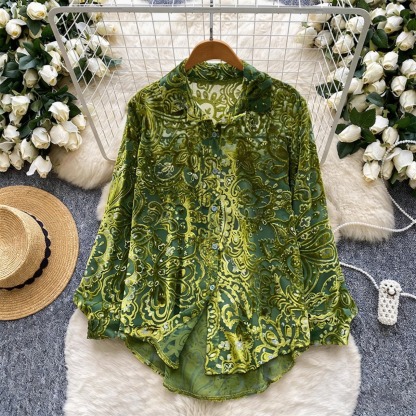 Elegant Burnout Velvet Paisley Top