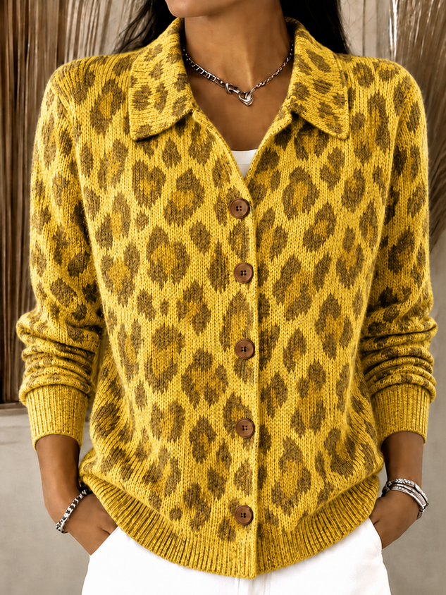 New Arrivals🔥Women's Vintage Leopard Print Button Knit Cardigan