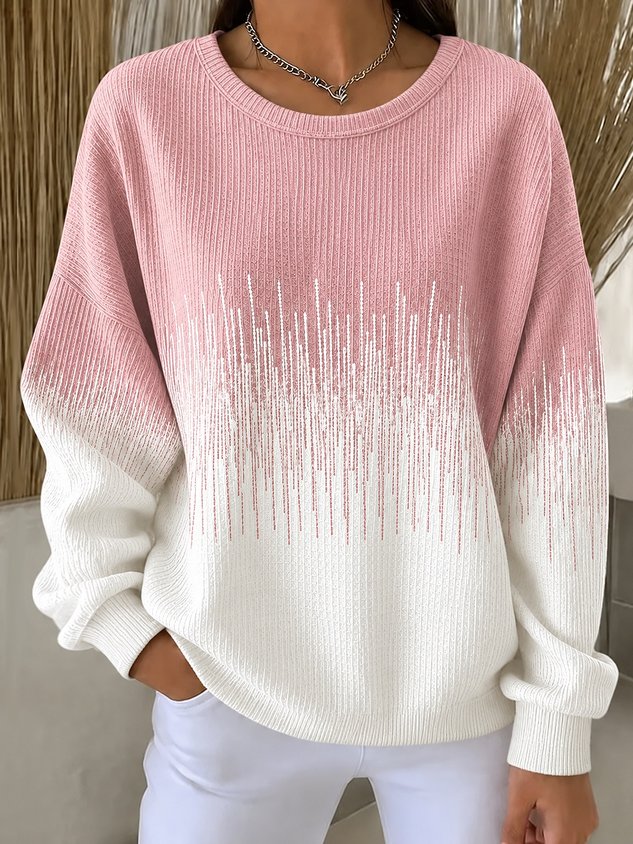 New Arrivals🔥Women's Gradient Ribbed Crew Neck Knit Sweater