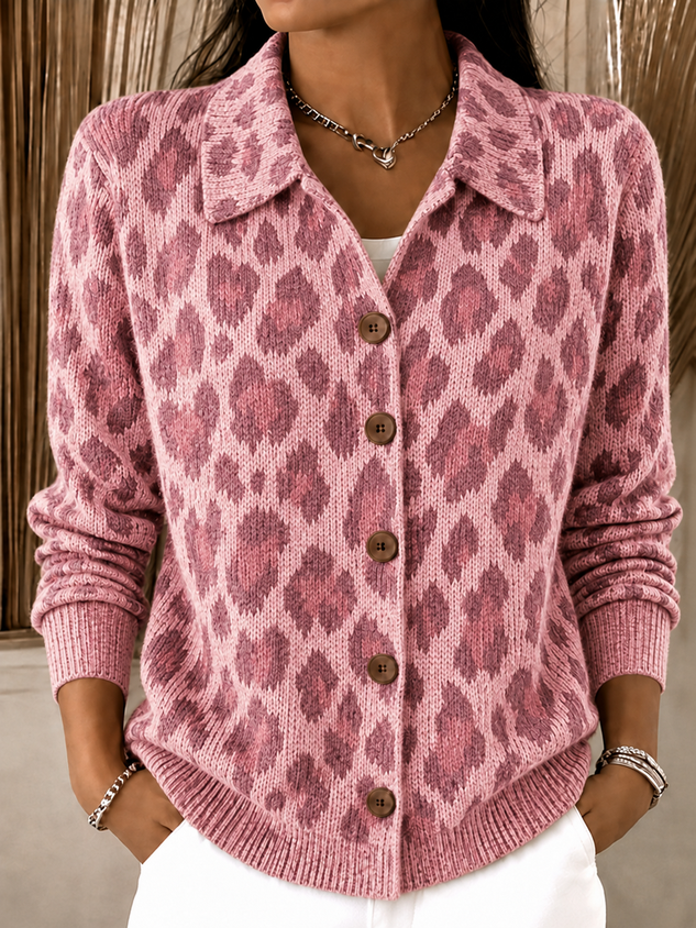 New Arrivals🔥Women's Vintage Leopard Print Button Knit Cardigan
