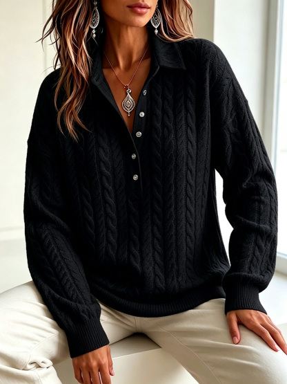 New Arrivals🔥 Timeless Cable Knit Collared Pullover