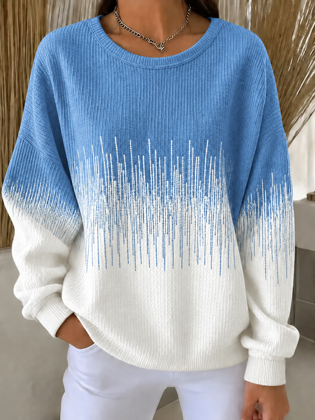 New Arrivals🔥Women's Gradient Ribbed Crew Neck Knit Sweater