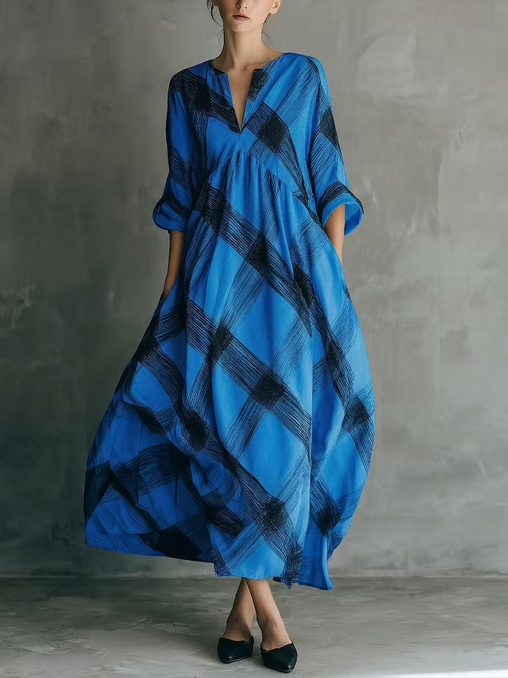 Art-inspired Print Loose Cotton-linen Dress