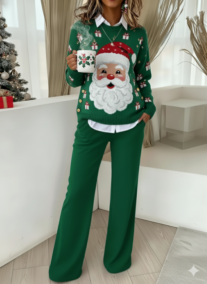Women's Comfortable Pullover Sweater And Pants Two-piece Set