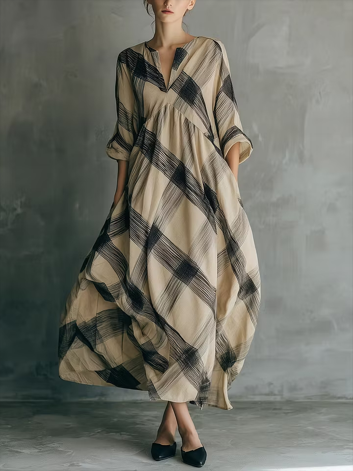 Art-inspired Print Loose Cotton-linen Dress