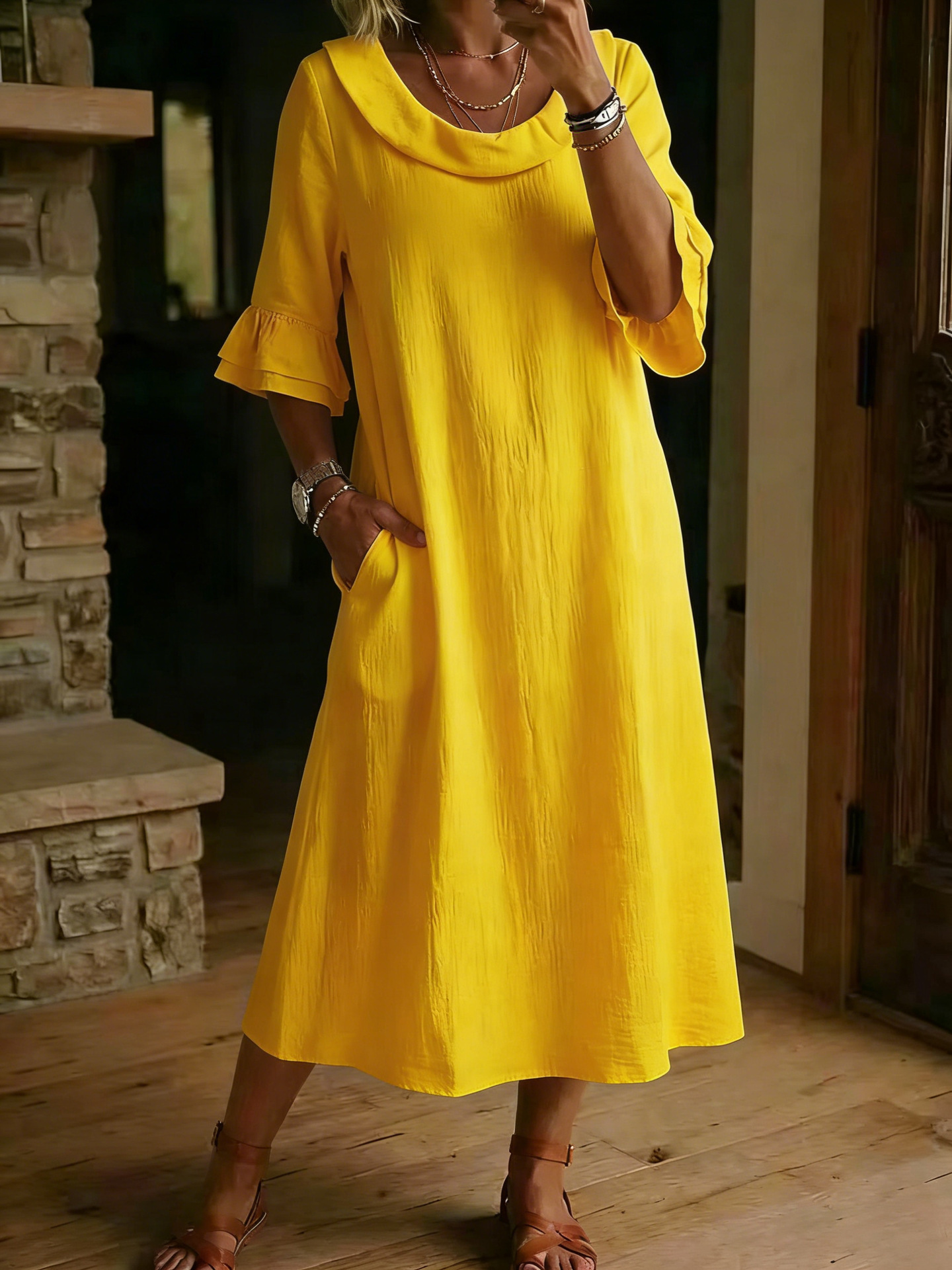 New Arrivals🔥Women's Neck Ruffle Casual Dress