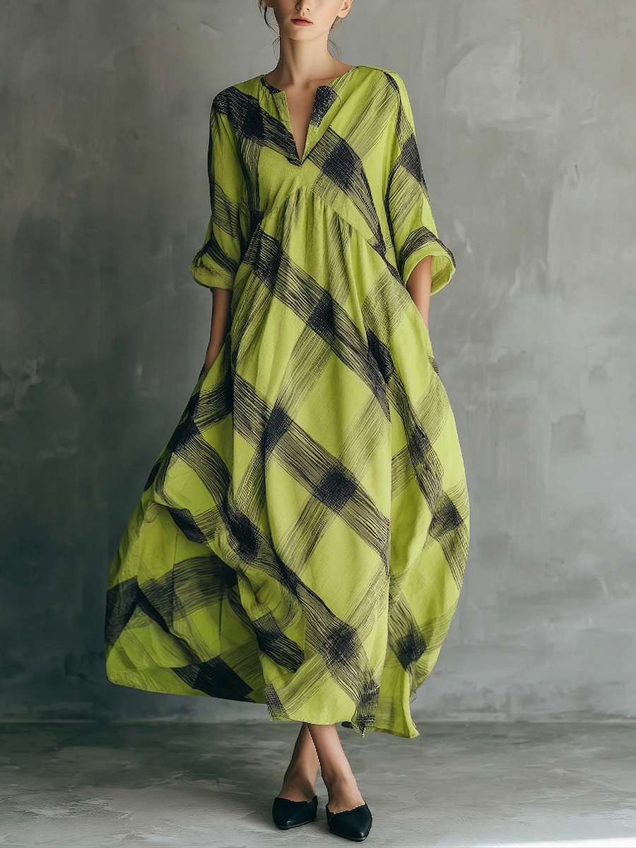 Art-inspired Print Loose Cotton-linen Dress