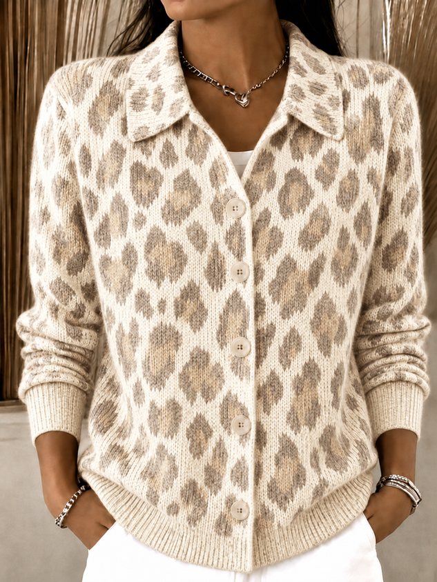 New Arrivals🔥Women's Vintage Leopard Print Button Knit Cardigan