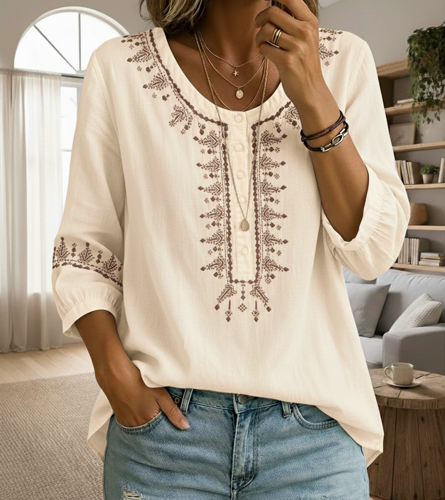 Lightweight Cotton Linen Pullover Blouse Oversized Fit