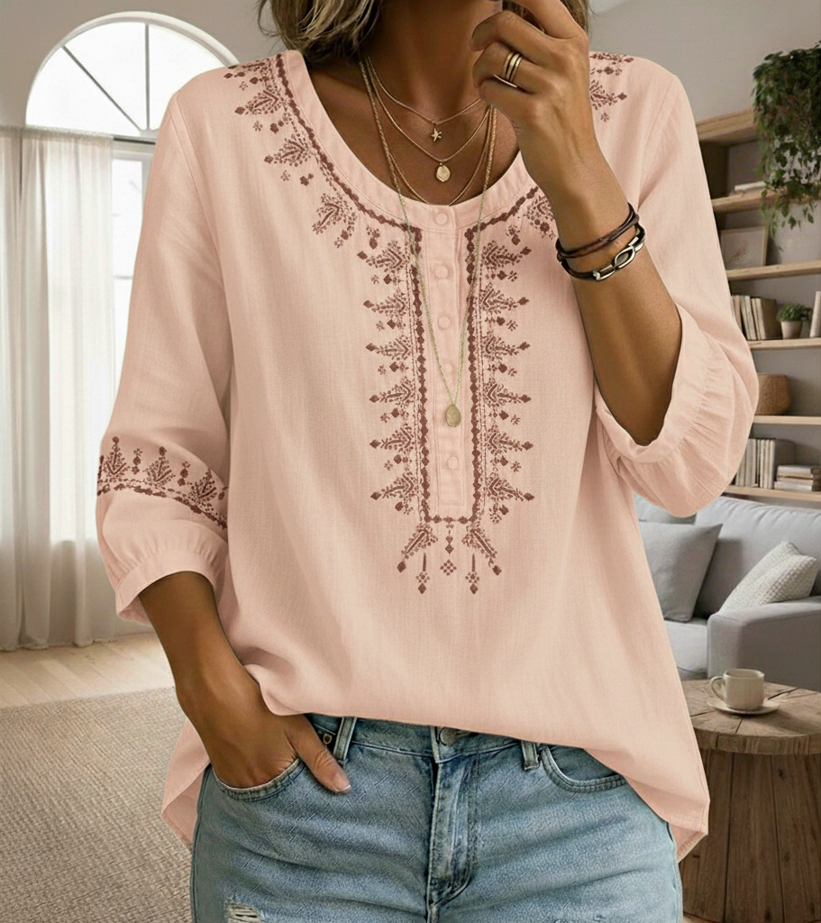 Lightweight Cotton Linen Pullover Blouse Oversized Fit