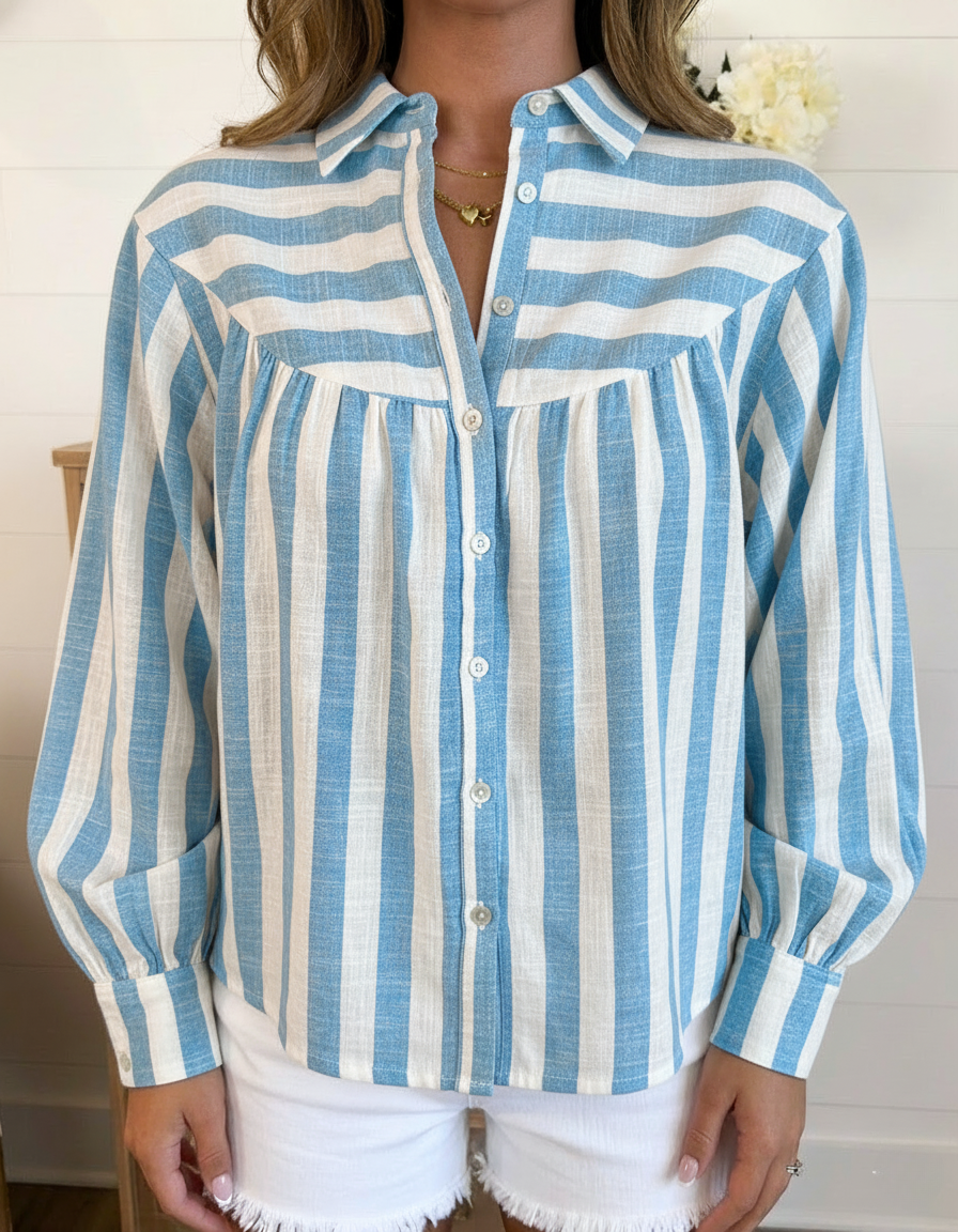 Striped Poet Sleeve Shirt