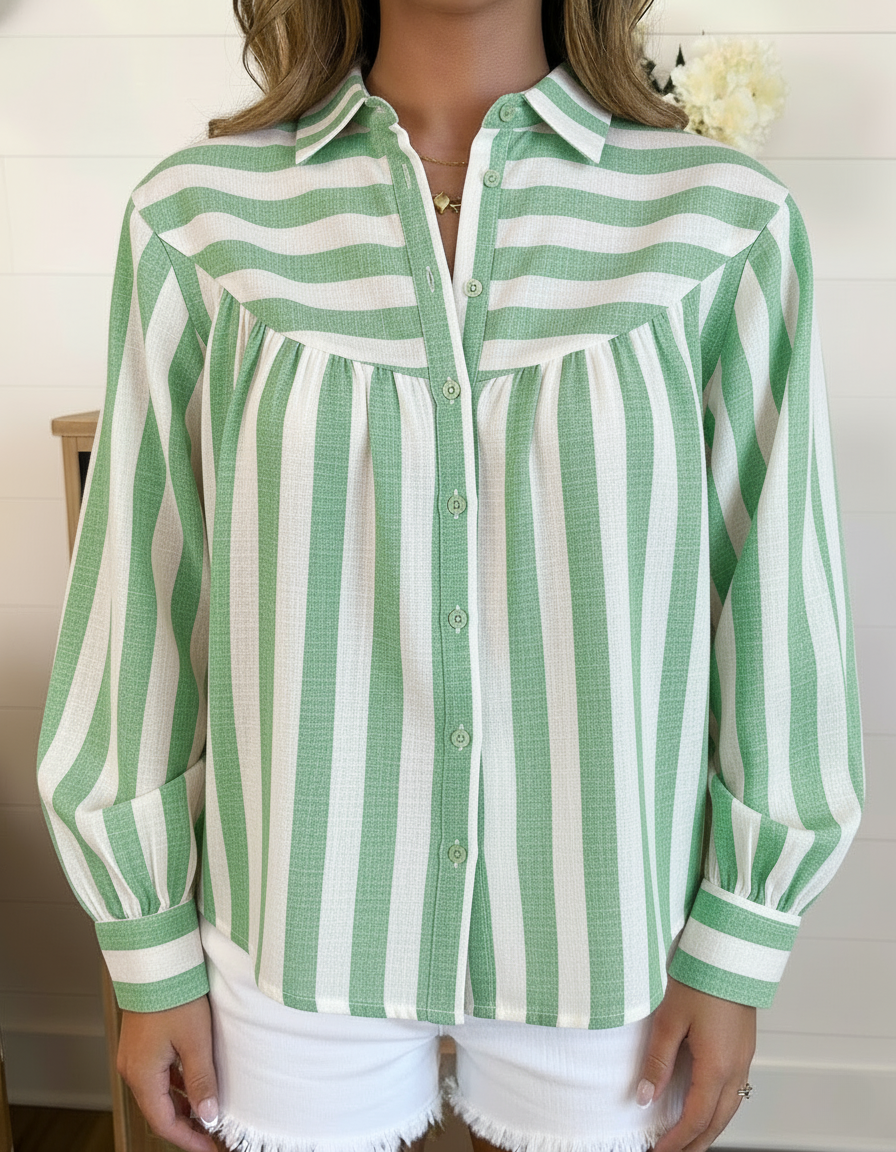 Striped Poet Sleeve Shirt