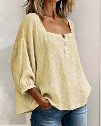New Arrivals🌸Square Neck Half Button Blouse