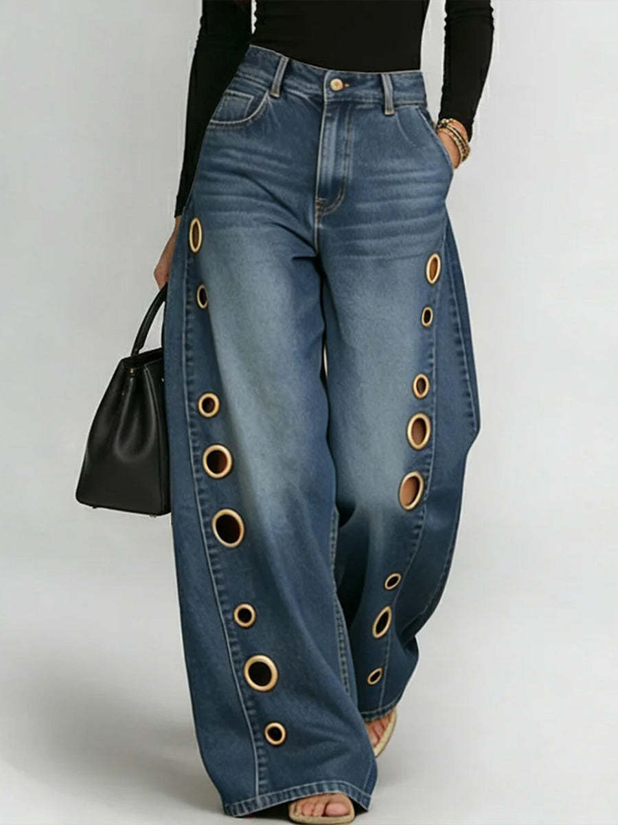 Women's New High-waisted Casual Loose Wide-leg Jeans