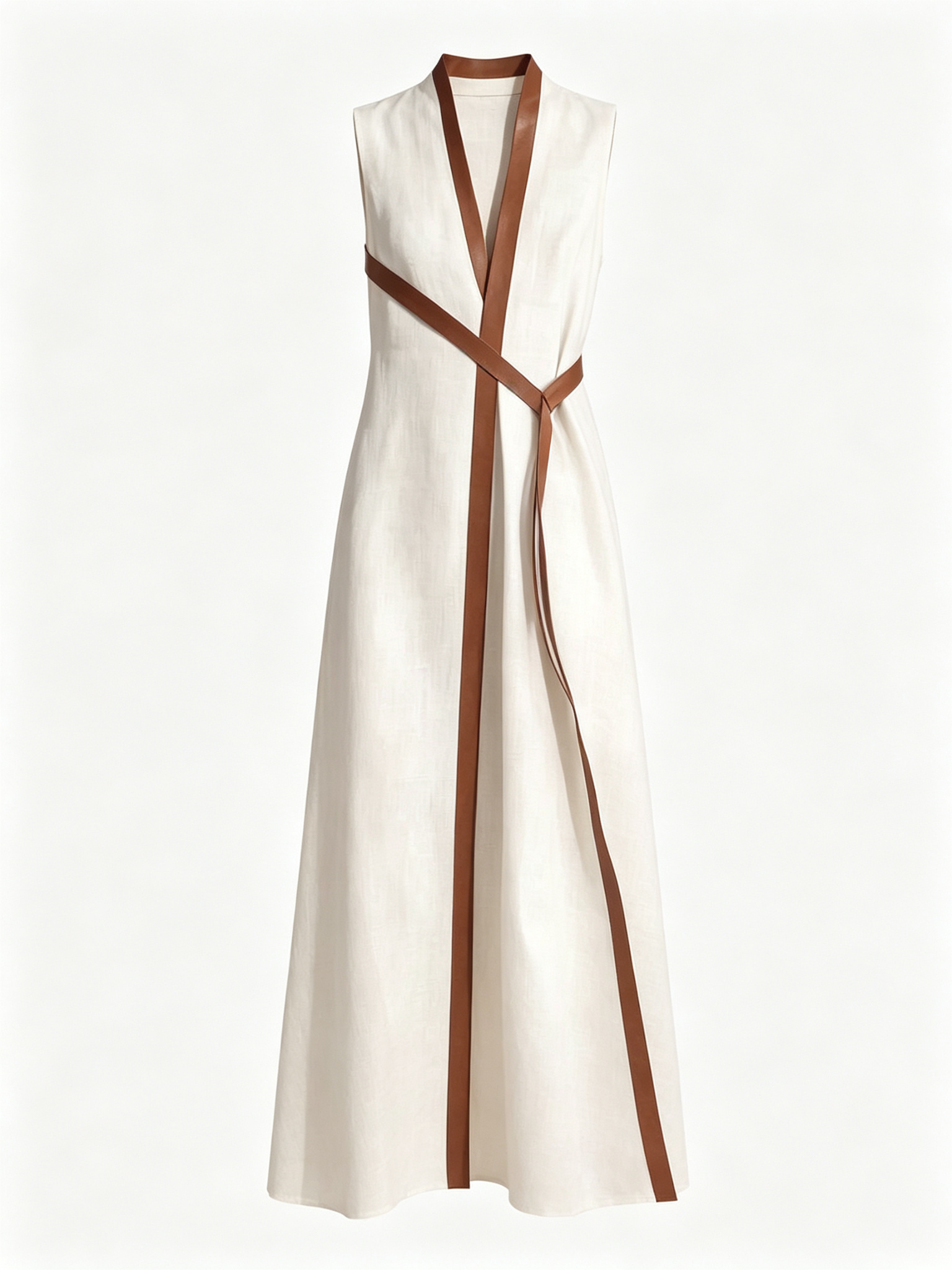 Women's Stand-up Collar Sleeveless Casual Loose Cotton And Linen Dress