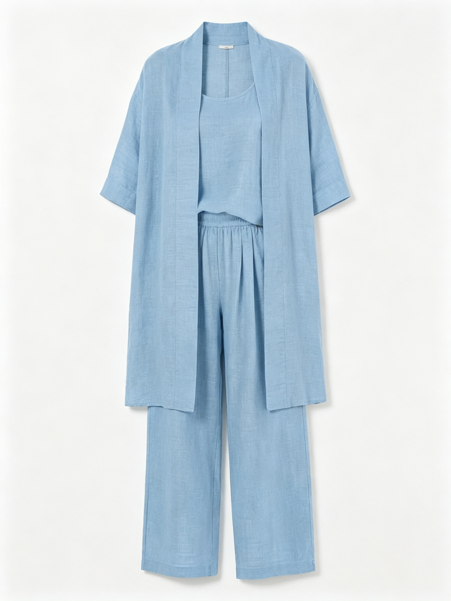 Minimalist Linen-cotton Three-piece Set - Comfortable For Everyday Wear