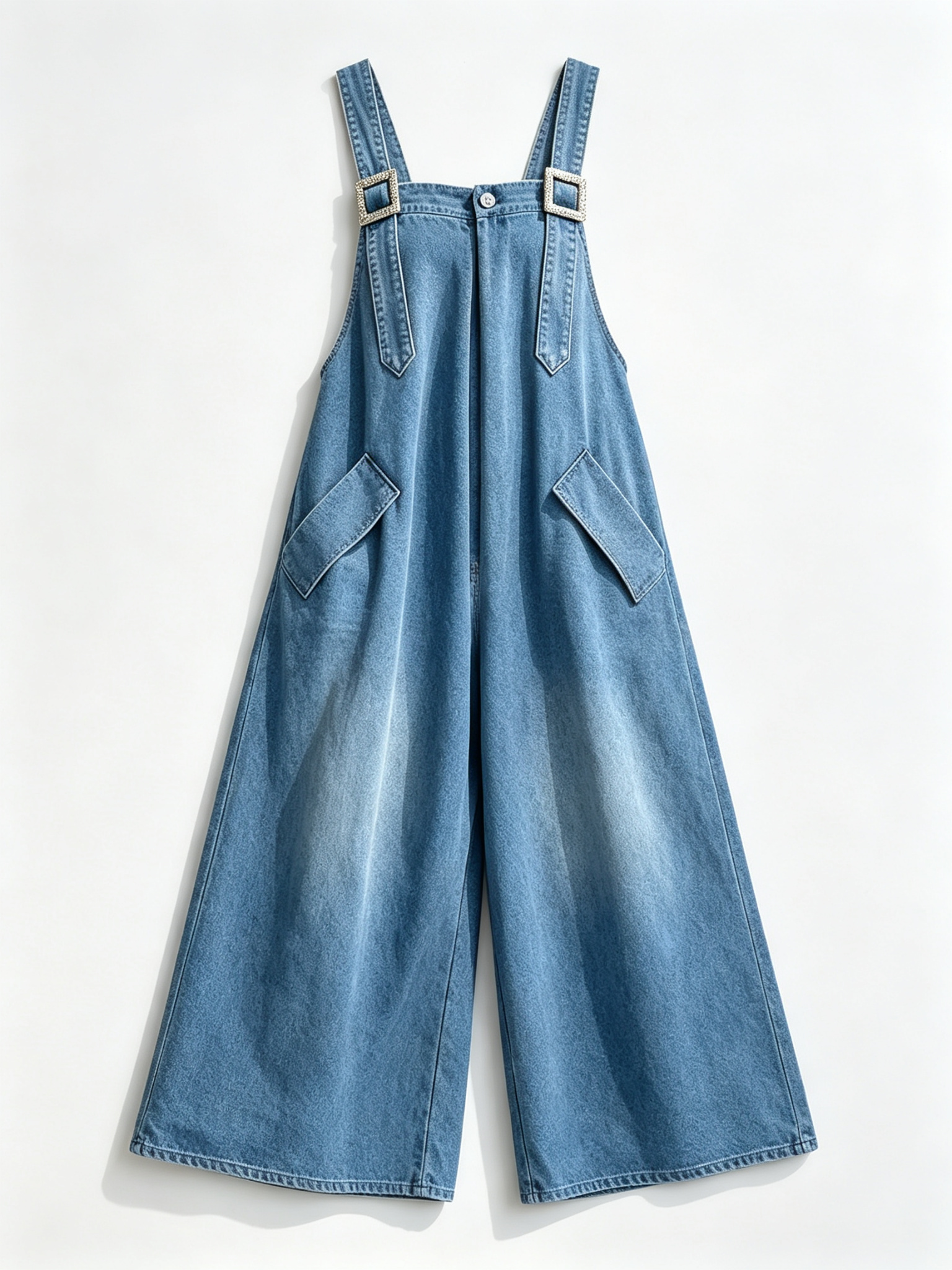 Relaxed Artfully Tailored Lightweight Denim Jumpsuit.