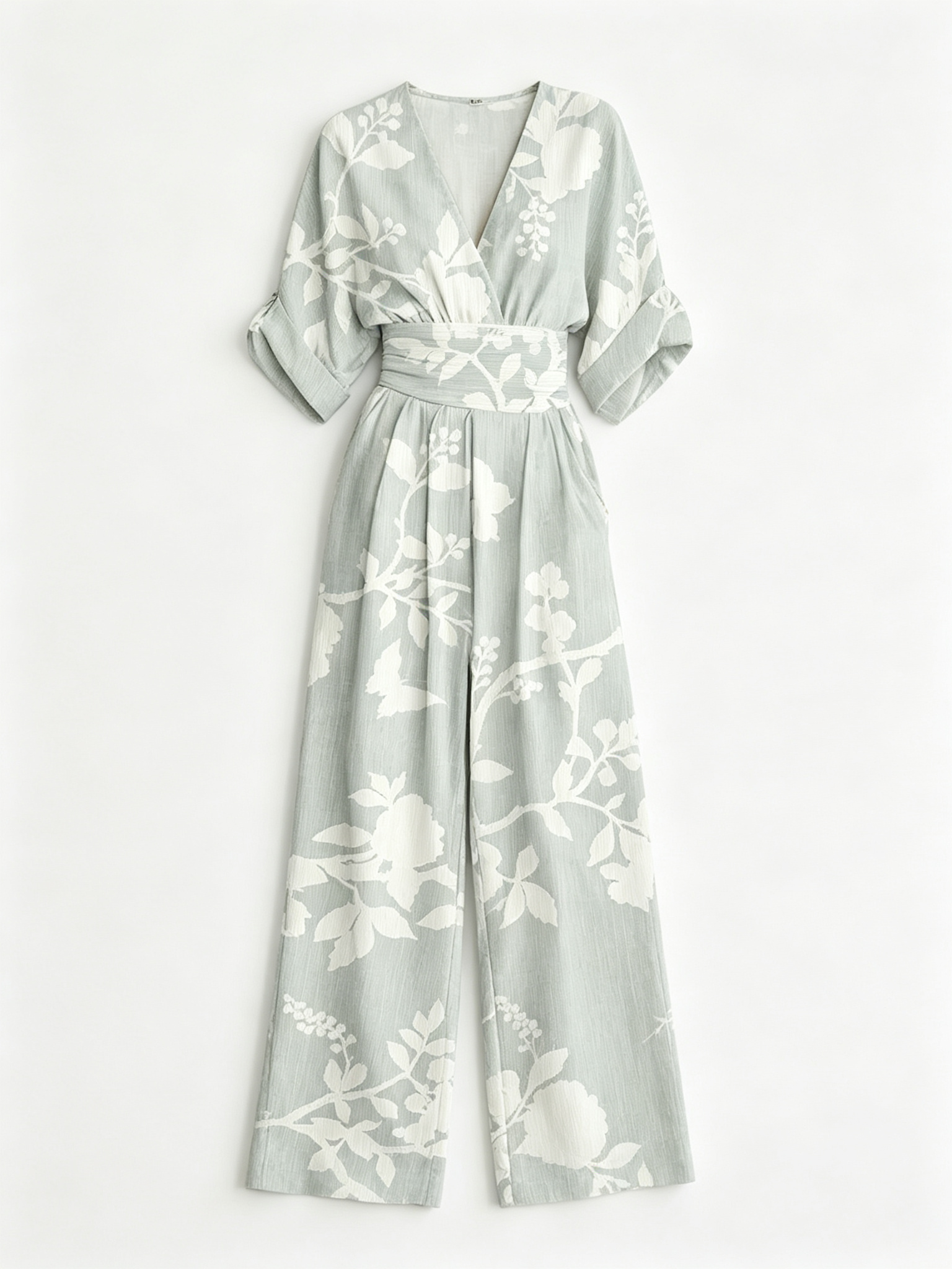 Simple And Elegant Floral Print Waisted Jumpsuit